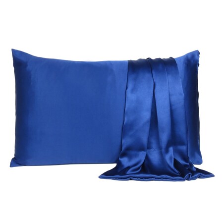 Homeroots 20 x 26 in. Navy Blue Dreamy Silky Satin Standard Size Pillowcases 387871